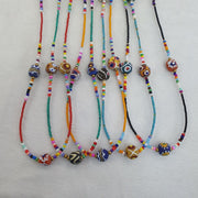 Lot 5 pcs african glass beads with afghan tiny seed beads necklaces sd-2