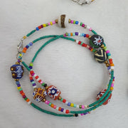 Lot 5 pcs african glass beads with afghan tiny seed beads necklaces sd-2