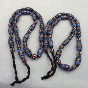 Vintage millefiori fancy feather & chevron glass beads 25×10 mm | long strand.