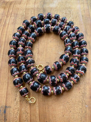 Vintage black chevron venetian style multilayers glass beads necklace n-203.