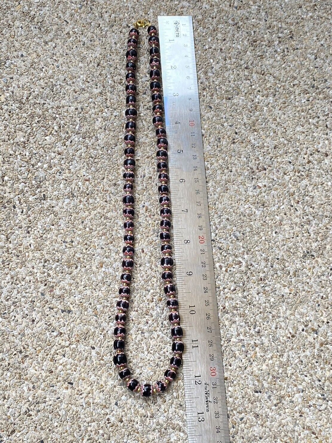Vintage black chevron venetian style multilayers glass beads necklace n-203Gift