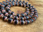 Vintage black chevron venetian style multilayers glass beads necklace n-203.