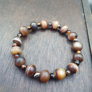 Antique indo tibetan soleimani agate beads, beaded bracelet amulet 16 beads