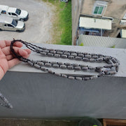 Vintage venerano art fancy black feather beads 18x9.5mm glass beads  necklace.