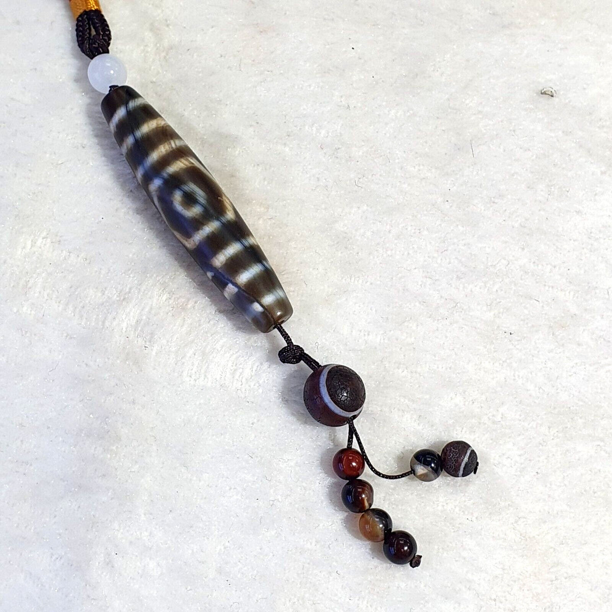 Vintage old tibetan 3circle eyes in eye 3 lines agate stone dzi bead amulet