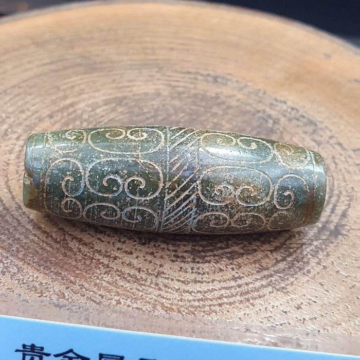 Early chinese green jade bead pendant  haitian jade certificate provided-8700