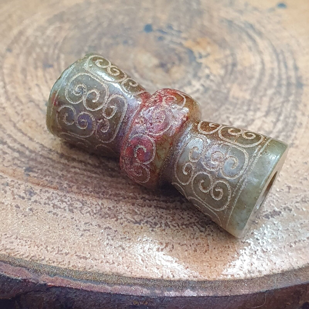 Early chinese green jade bead pendant  haitian jade certificate provided-2463