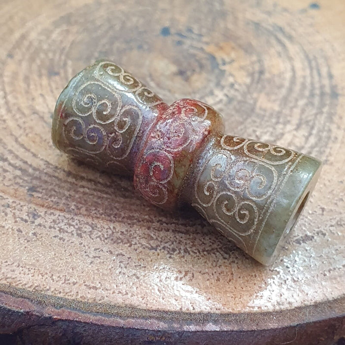 Early chinese green jade bead pendant  haitian jade certificate provided-2463