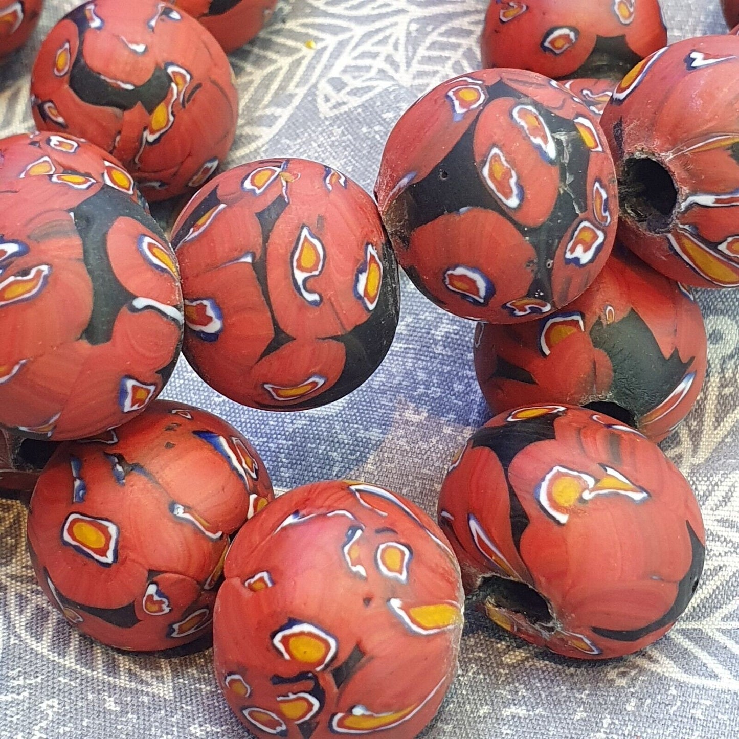 Art deco vene beautiful murano moretti millefiori mosaic glass beads
