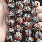 Vintage Venetian Inspired Beads, Unique Pattern Trade Necklace, Multicolor Large Round, Strand | Glass | 18-19mm, Approx 35