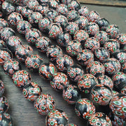 Vintage Venetian Inspired Beads, Unique Pattern Trade Necklace, Multicolor Large Round, Strand | Glass | 18-19mm, Approx 35