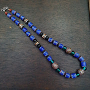 Vintage six layers chevron venetian style blue chevron beads necklace bcn-4