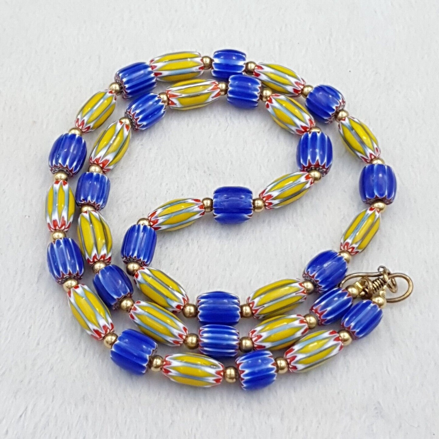 Vintage chevron venetian style multilayers glass beads necklace nc-802