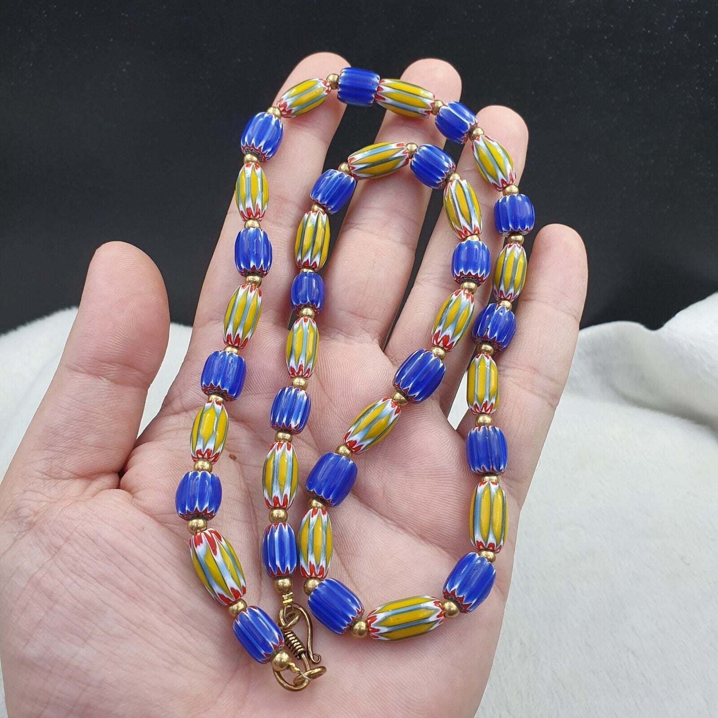 Vintage chevron venetian style multilayers glass beads necklace nc-802