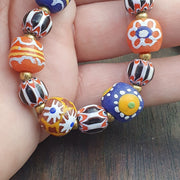Vintage chevron and african multilayers glass beads necklace nc-804