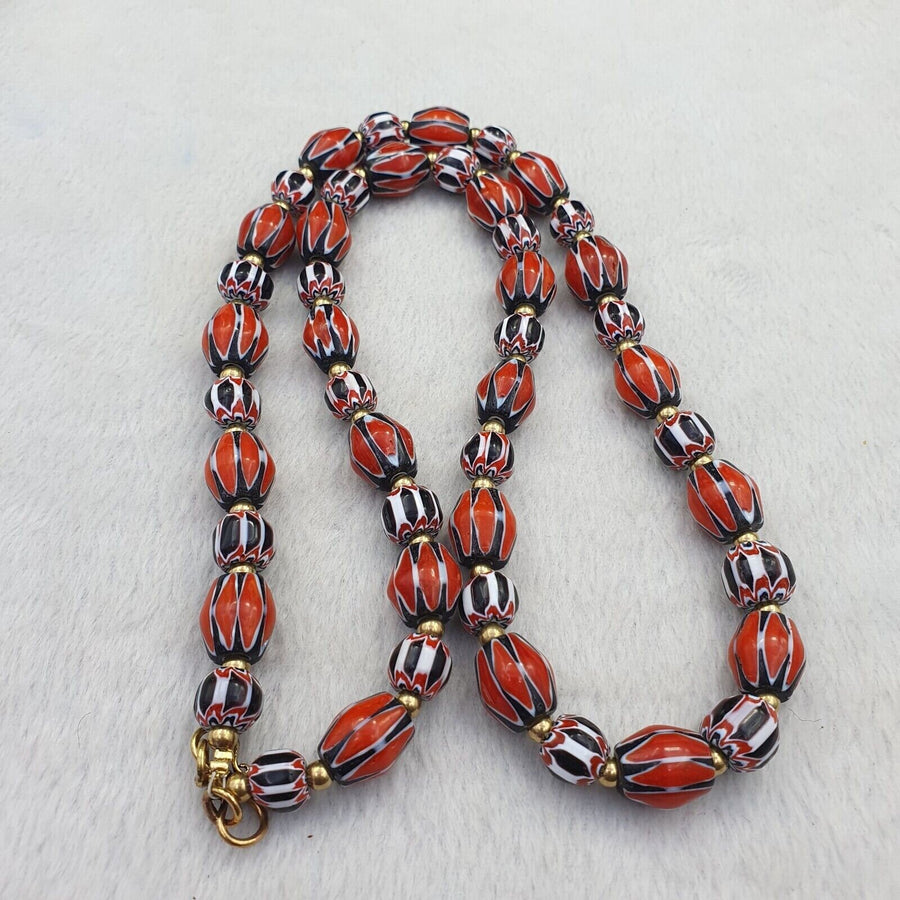 Vintage chevron venetian style multilayers glass beads necklace nc-808