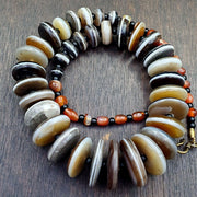 Very rare collection ancient dzi agate stone disc himalaya beads necklace b-2
