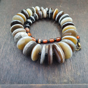 Very rare collection ancient dzi agate stone disc himalaya beads necklace b-2