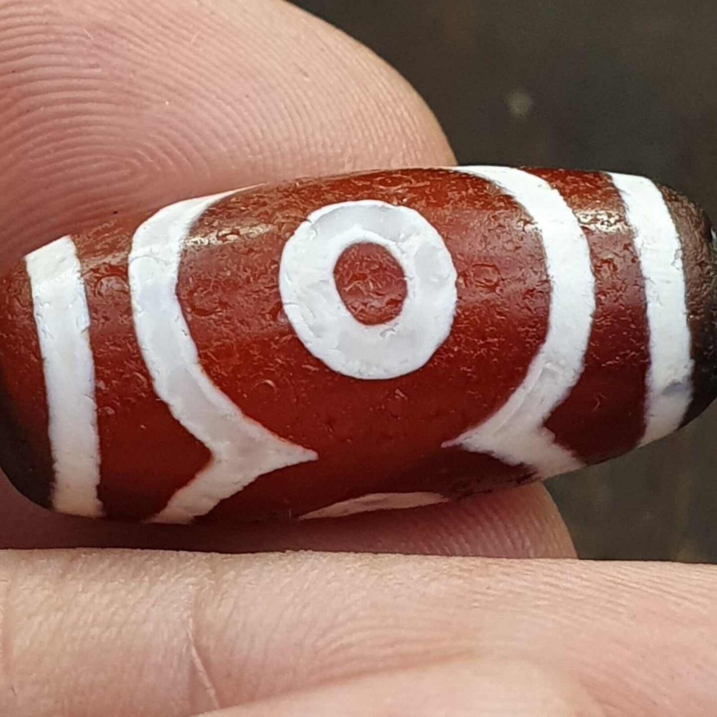 Antique himalayan indo tibetan central asian etched agate bead agt-1