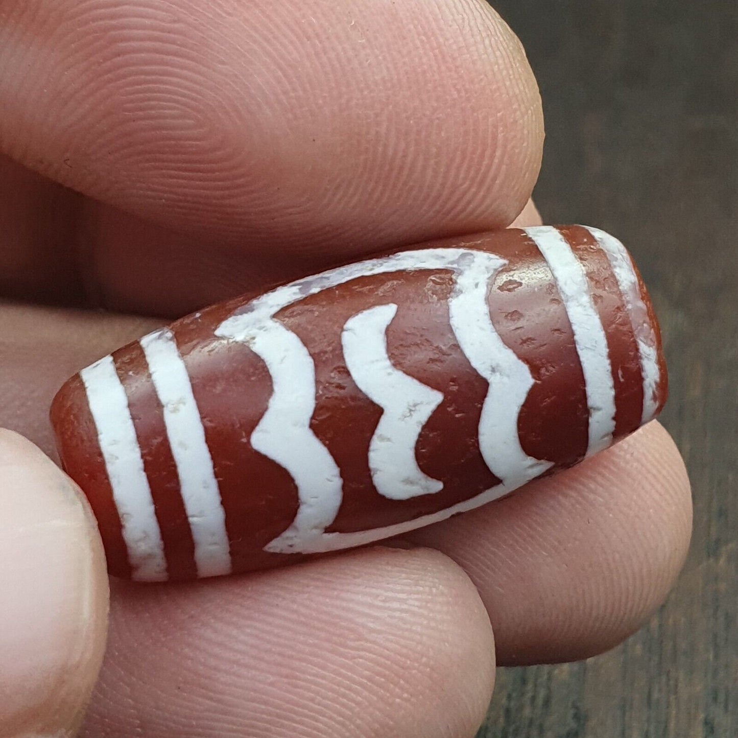 Antique himalayan indo tibetan central asian etched agate bead agt-2