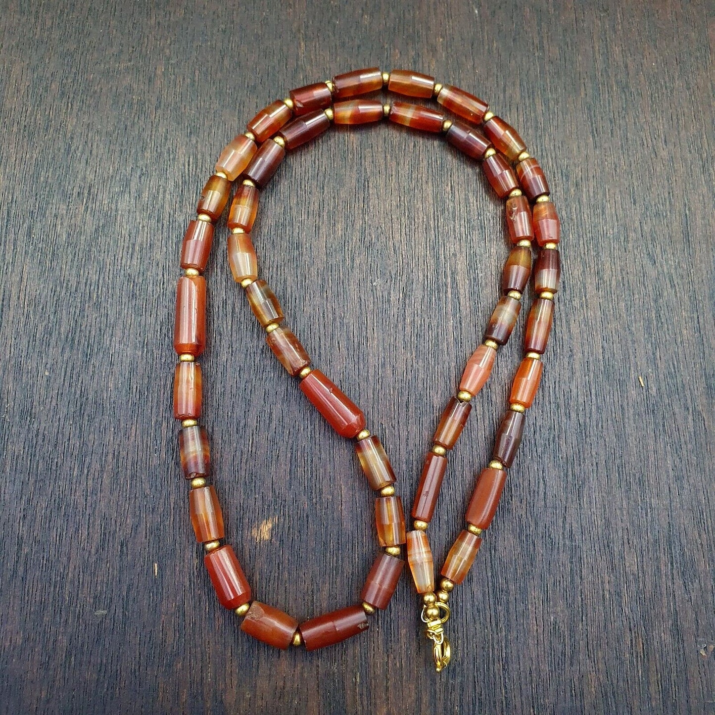 Antique Banded Agate Bead Necklace: German Trade Beads, 300+ Years Old