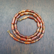 Antique Banded Agate Bead Necklace: German Trade Beads, 300+ Years Old
