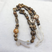 Agate animal figurine pendent with south asian old pumtek pyu beads necklace