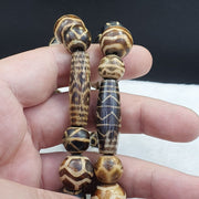 Agate animal figurine pendent with south asian old pumtek pyu beads necklace