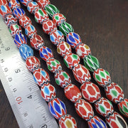 Lot 2  strands vintage chevron beads venetian style 15-16mm glass beads.