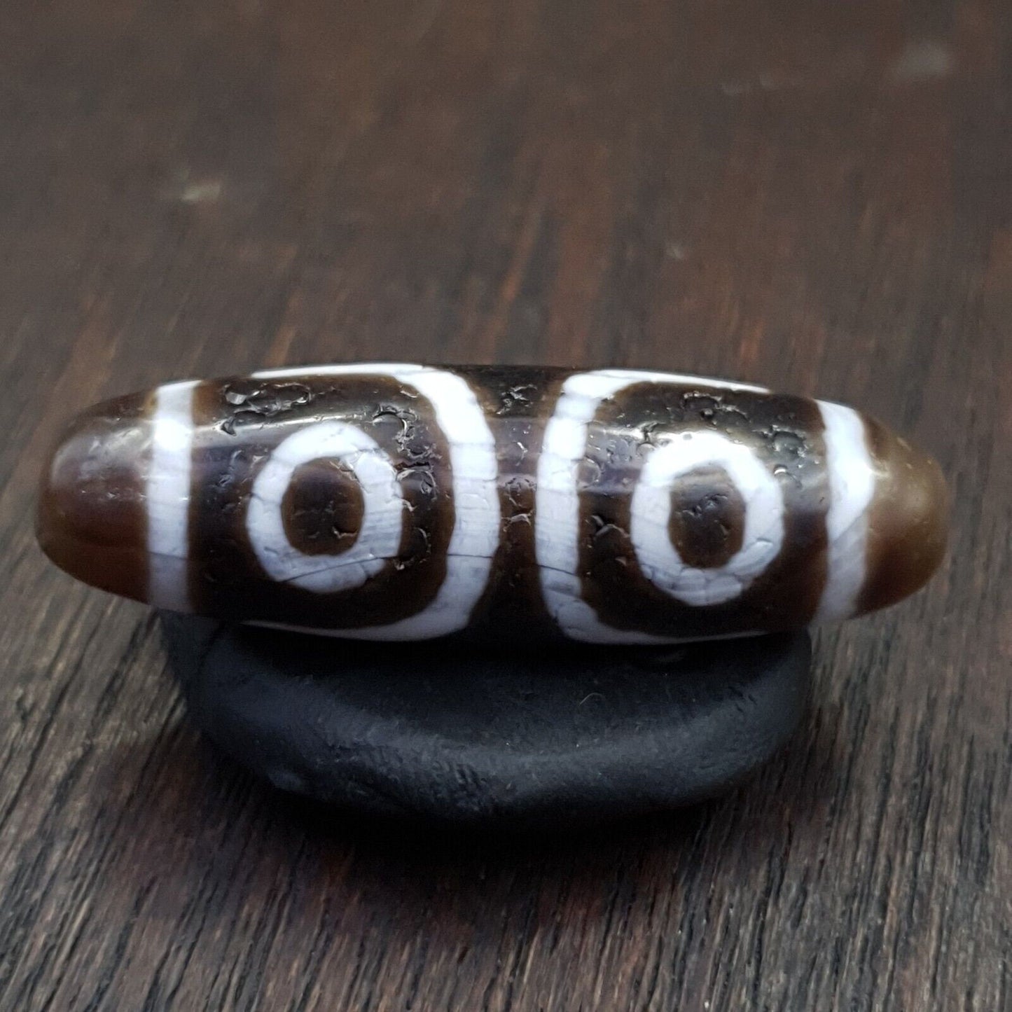 Tibetan nepalese triple eyes agate stone dzi bead amulet hq-a-5