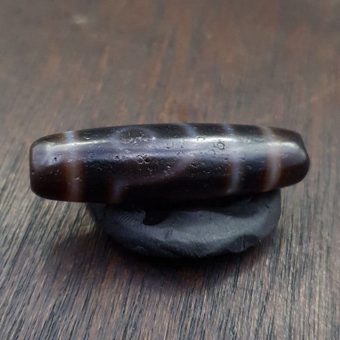 Tibetan nepalese 2 eyes antique agate stone dzi bead amulet hq-a-7