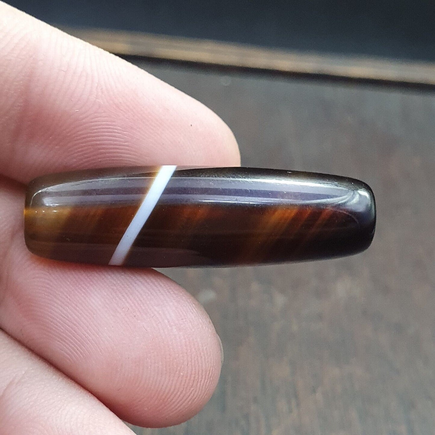 Antique old yemeni agate natural rare pattern banded agate bead  bd-a-4