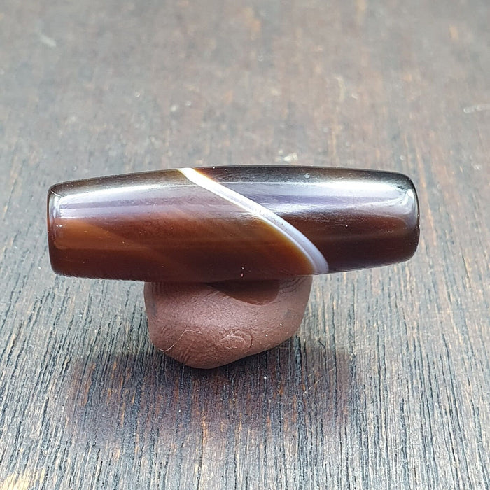 Antique old yemeni agate natural rare pattern banded agate bead  bd-a-2