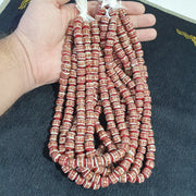Vintage Red Venetian Inspired, Millefiori Bead Necklace | Aventurine Glass | 10.5mm, 22 Inches, Long Strand