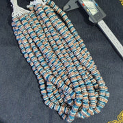 Vintage Venetian Inspired Art, Millefiori Aventurine Bead Necklace, Antique Style Strand | Glass | 22 Inches, 10.5mm