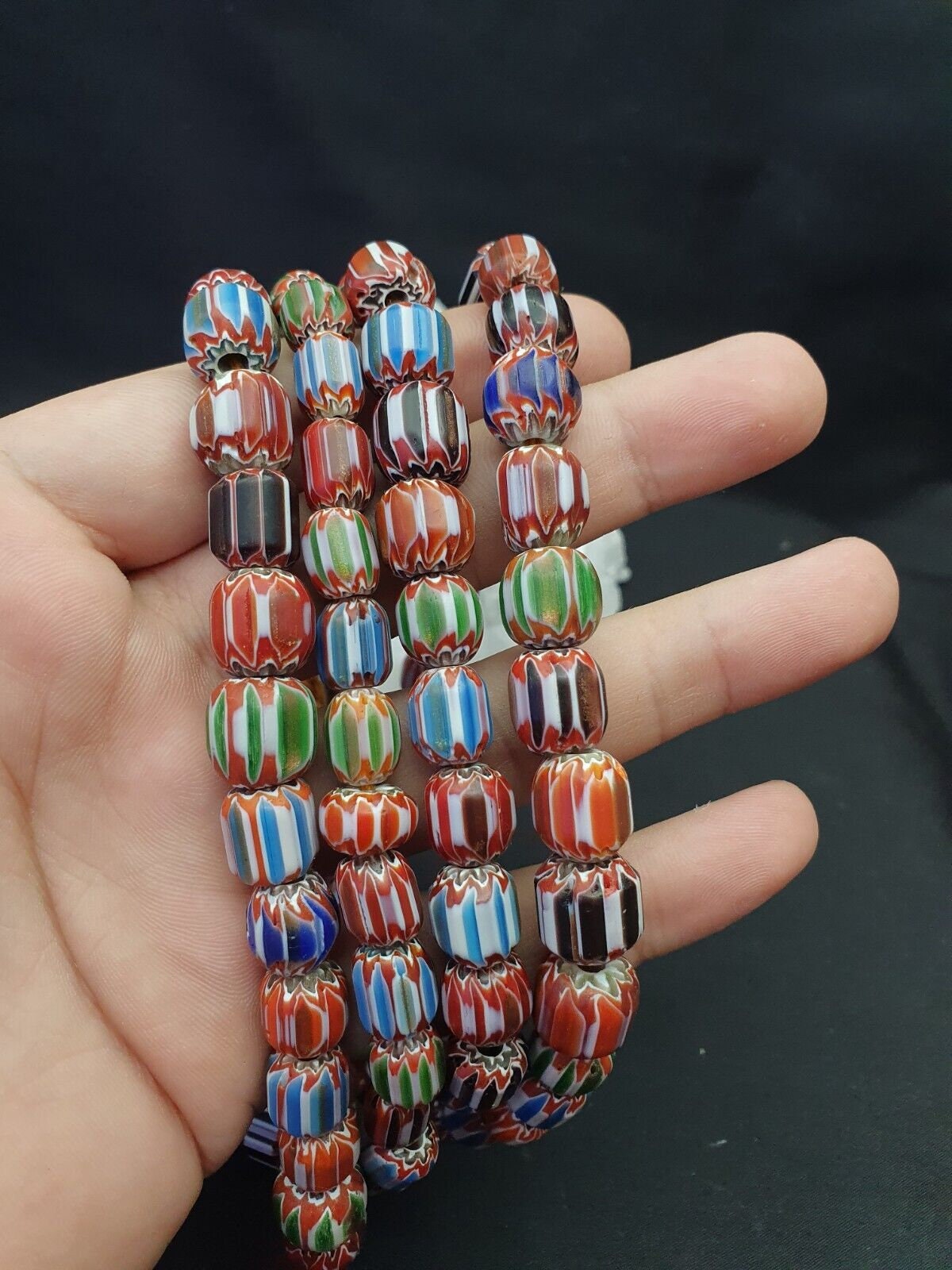Multi color beads chevrons venetian glass beads african necklace 11-12mmGift