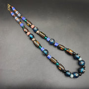 Vintage Venetian Style Glass Bead Strand: African Asian Mosaic Necklace