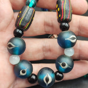 Vintage Venetian Style Glass Bead Strand: African Asian Mosaic Necklace