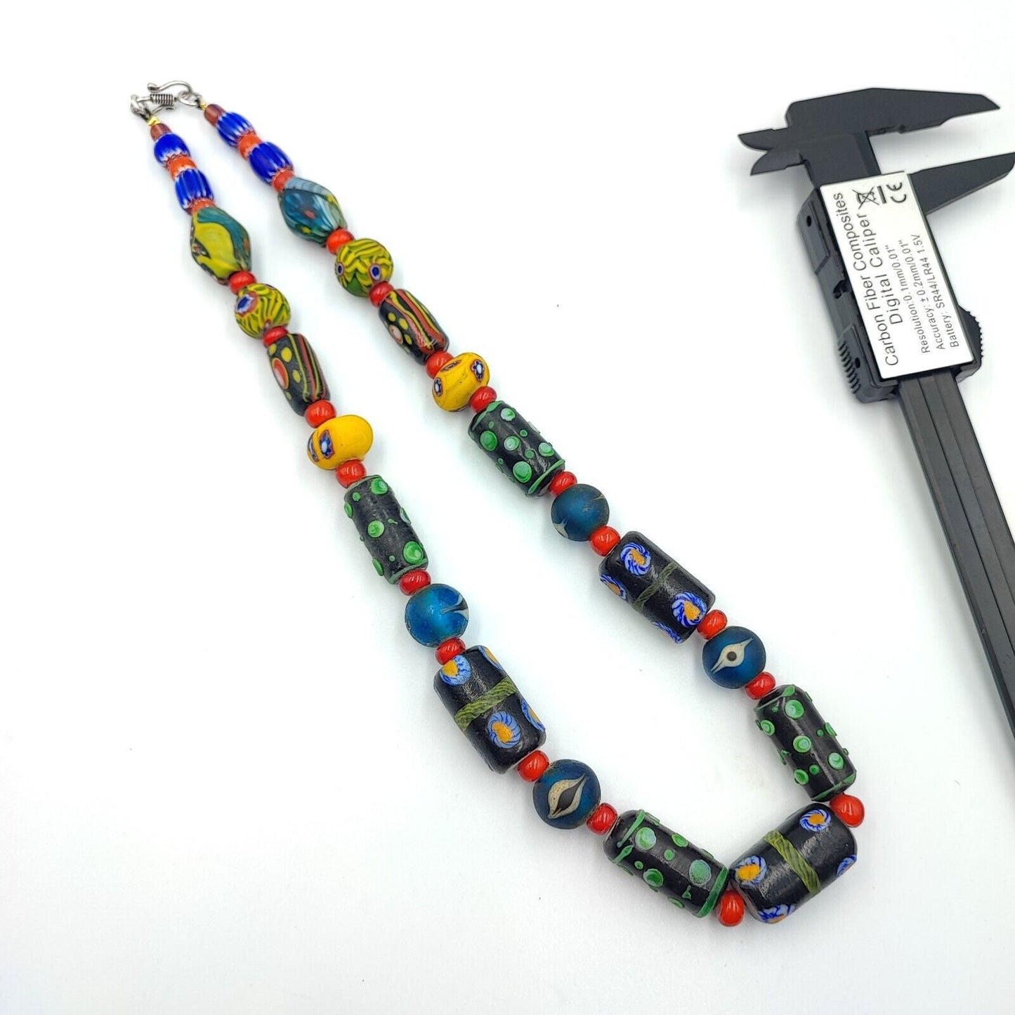 Vintage venetian african style chevron eye glass beads necklace mix1Gift