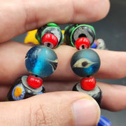 Vintage venetian african style chevron eye glass beads necklace mix1.