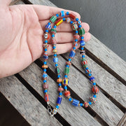 Colorful chevron and white heart venetian beads glass beads necklace ncc-4