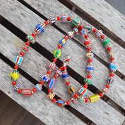 Colorful chevron and white heart venetian beads glass beads necklace ncc-8