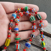 Colorful chevron and white heart venetian beads glass beads necklace ncc-8