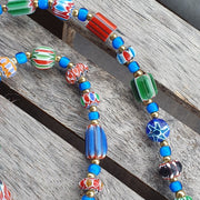 Colorful chevron and white heart venetian beads glass beads necklace ncc-4