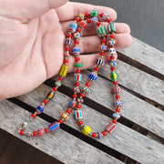 Colorful chevron and white heart venetian beads glass beads necklace ncc-8