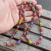 Colorful chevron and white heart venetian beads glass beads necklace ncc-8