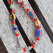 Colorful chevron and white heart venetian beads glass beads necklace ncc-8