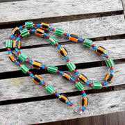 Colorful chevron and white heart venetian beads glass beads necklace ncc-6