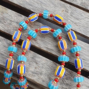 Colorful chevron and white heart venetian beads glass beads necklace ncc-7