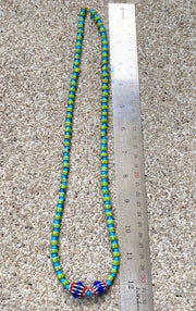 Vintage chevrons & white heart venetian multilayers glass beads necklace n-201.